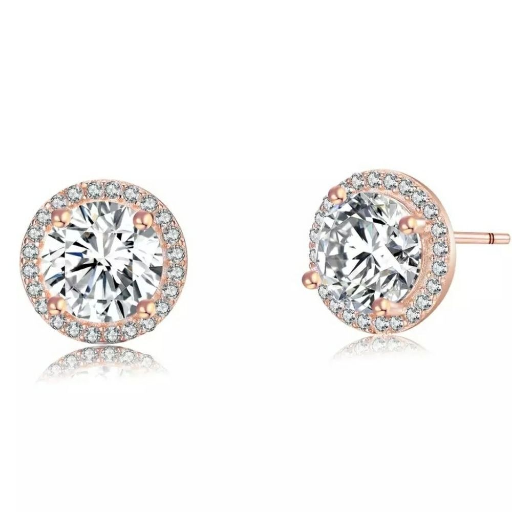 Cubic Zirconia Sterling Silver Stud Earrings